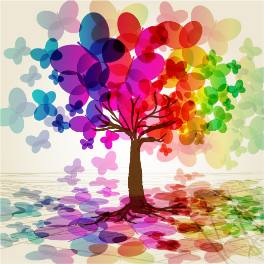 free vector Symphony butterfly tree vector